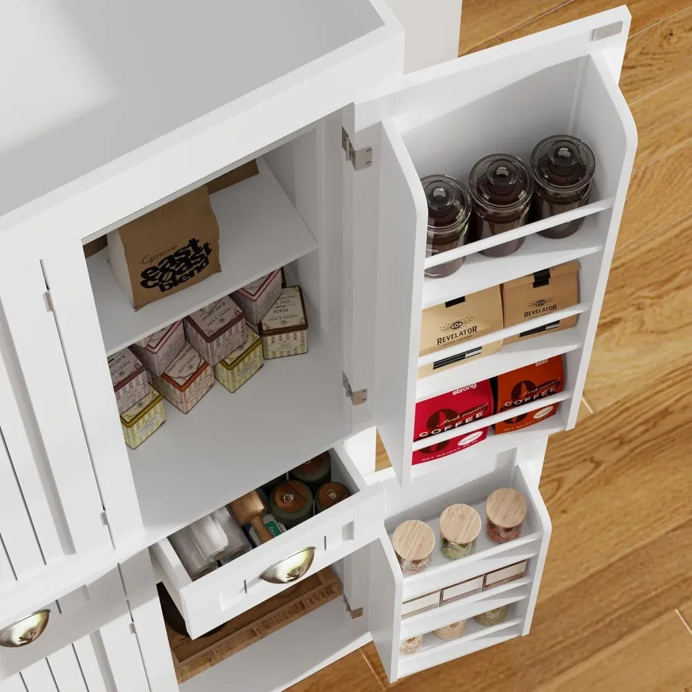 Pantry Cabinet with Adjustable Shelves & Drawers