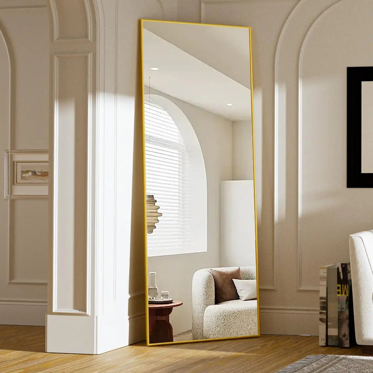 Full Length Floor Mirror with Stand, Leaning, Standing or Hanging