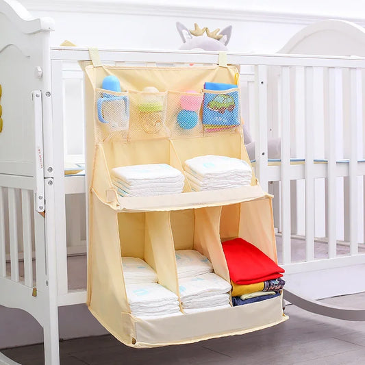 PORTABLE CRIB ORGANIZER
Portable Baby Crib Baby Bed Hanging Bag for Infant Essentials & Diaper Storage
