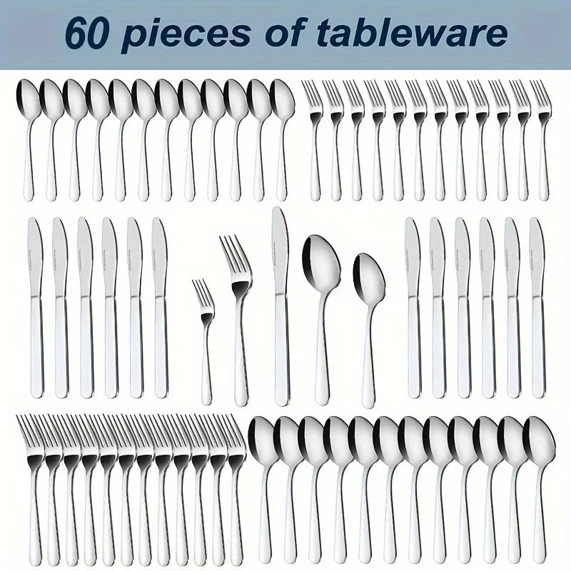 Stainless Steel Silverware 60/90 Pcs