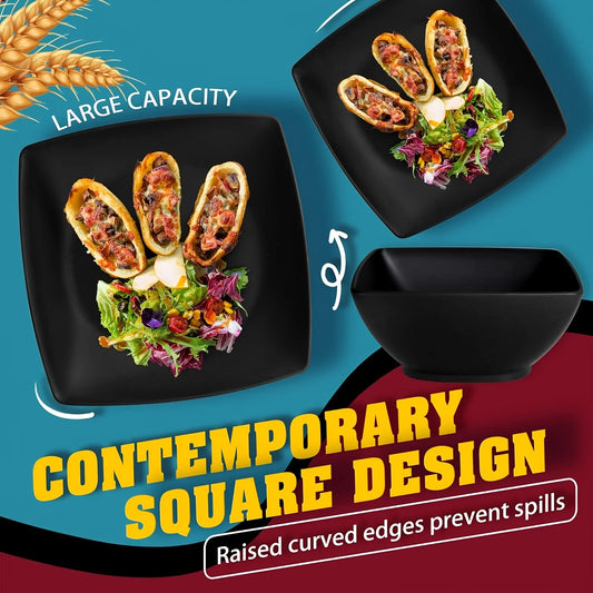 16/32Pcs Plastic Dinnerware Set -DurableDishwasher Safe Microwave Safe