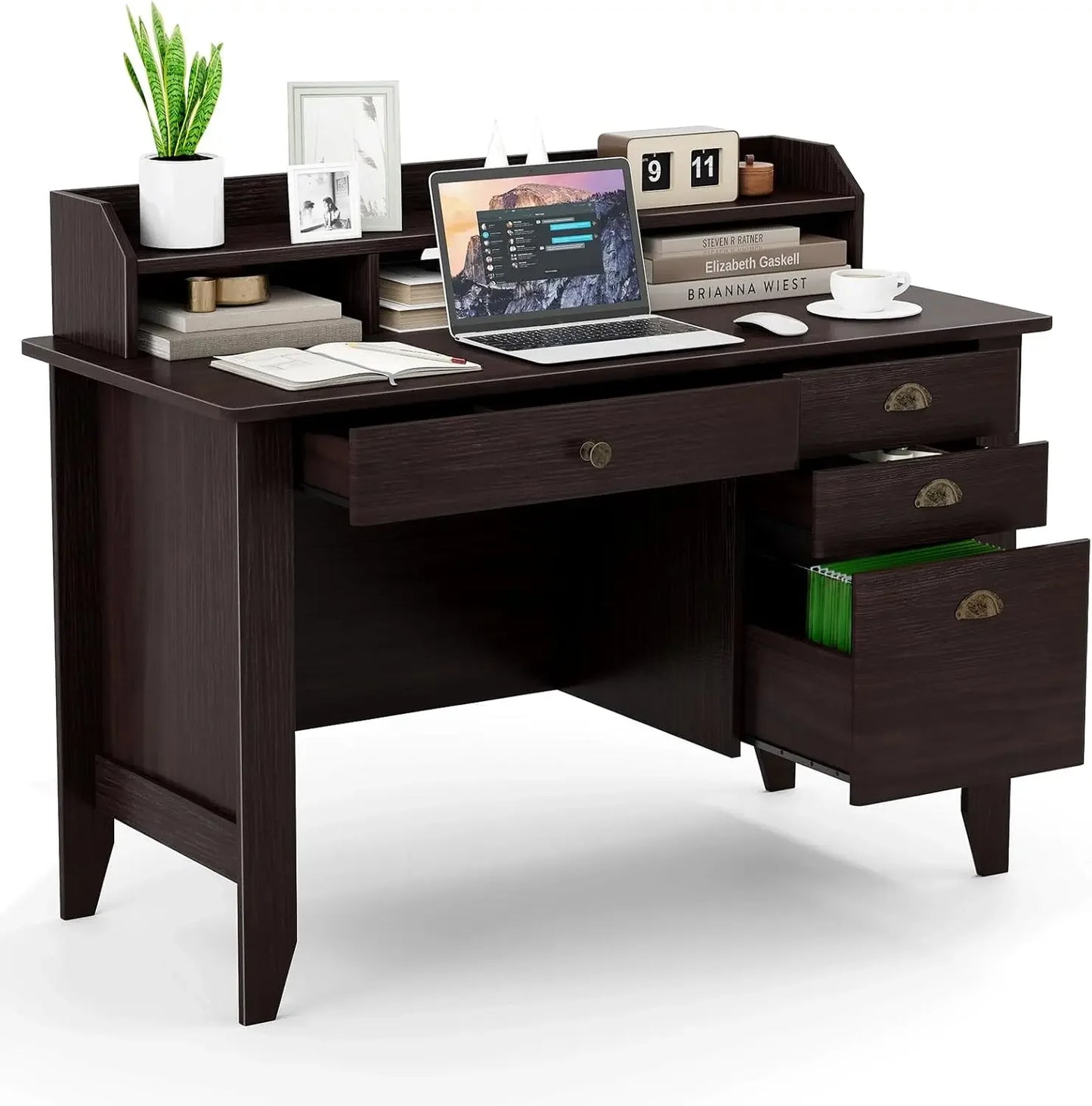Computer Desk with 4 Drawers & Hutch
