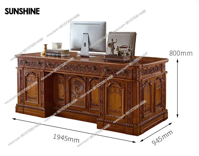 Solid Wood White Large Desk