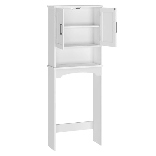 Above Toilet Bathroom Organizer with Double Doors and Open Shelf.