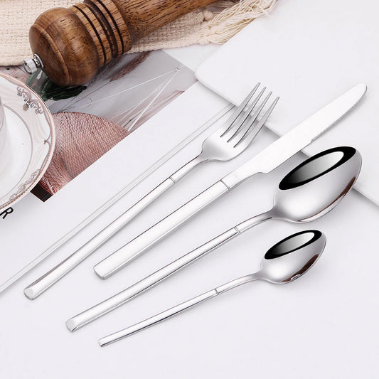 SIlverware Set in 4/6/16/24 Pcs Elegant High Polish Stainless Steel Cutlery Set