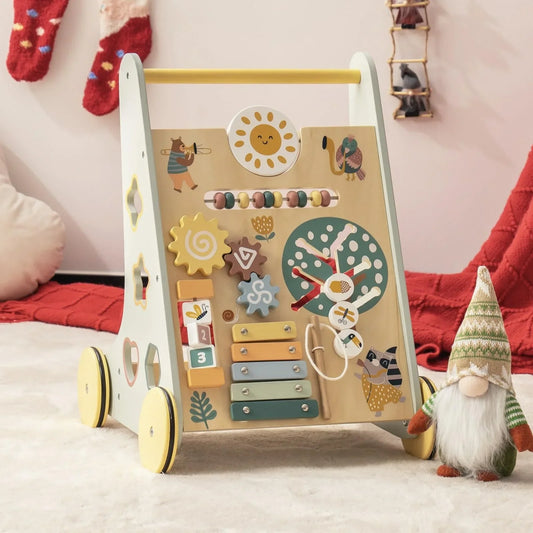Wooden Baby Walker with Wheels Montessori Push Toys for Babies Learning to Walk Baby Walkers Activity Center
