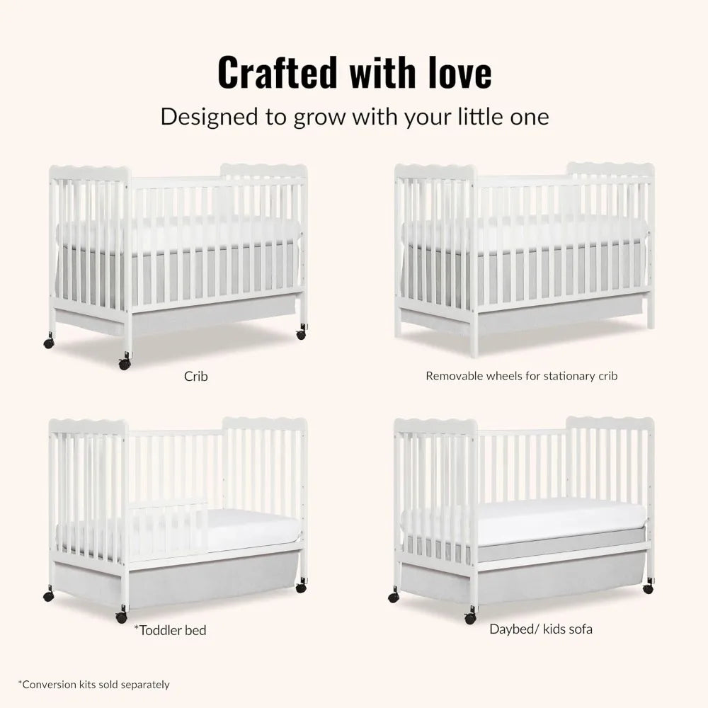 White, Gold Certified, Adjustable Mattress Heights, Convertible Crib to Toddler Bed