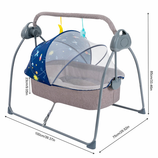 5 Speeds Electric Stand Crib Auto Rocking Chair Bed with Remote Control
FOR 0-18 Months Newborn Babies