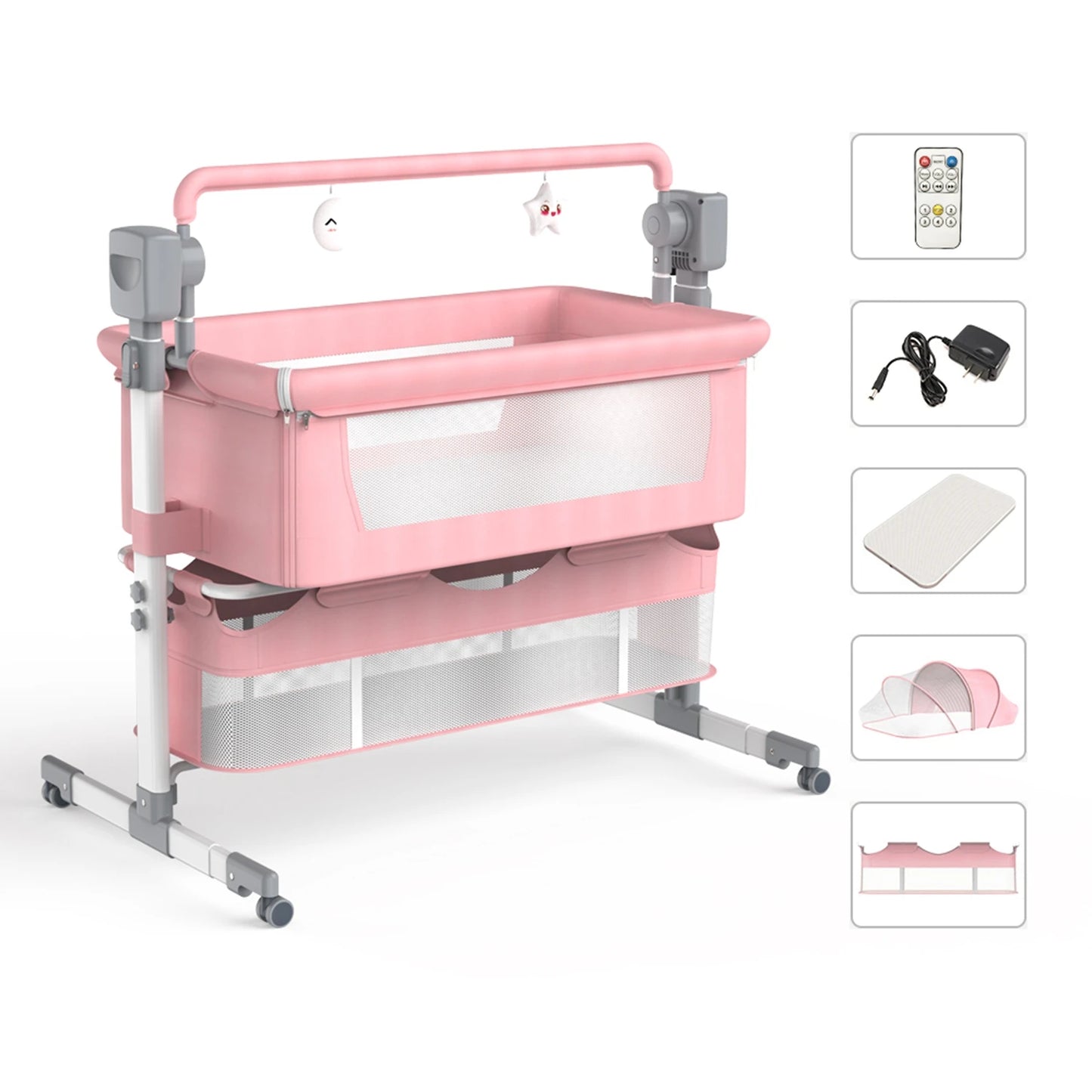 Rocking Baby Portable Bassinet Newborn Cradle Bedside Sleeper for Infant Travel Electric Bassient