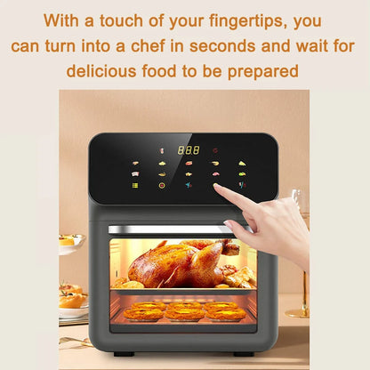 Deep Fryer Oil-free LED Touchscreen 360° Baking Light Wave Convection Oven