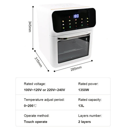 Deep Fryer Oil-free LED Touchscreen 360° Baking Light Wave Convection Oven