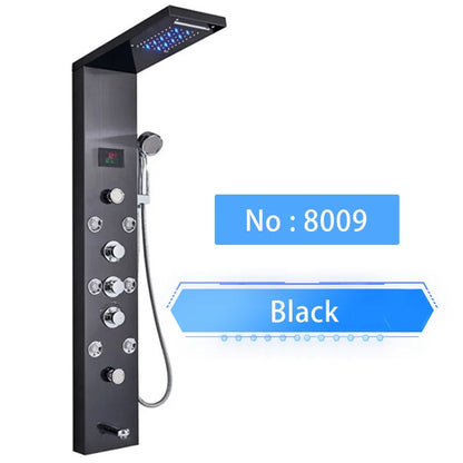 Luxury LED Spa Massage Jet Shower Head & Panel