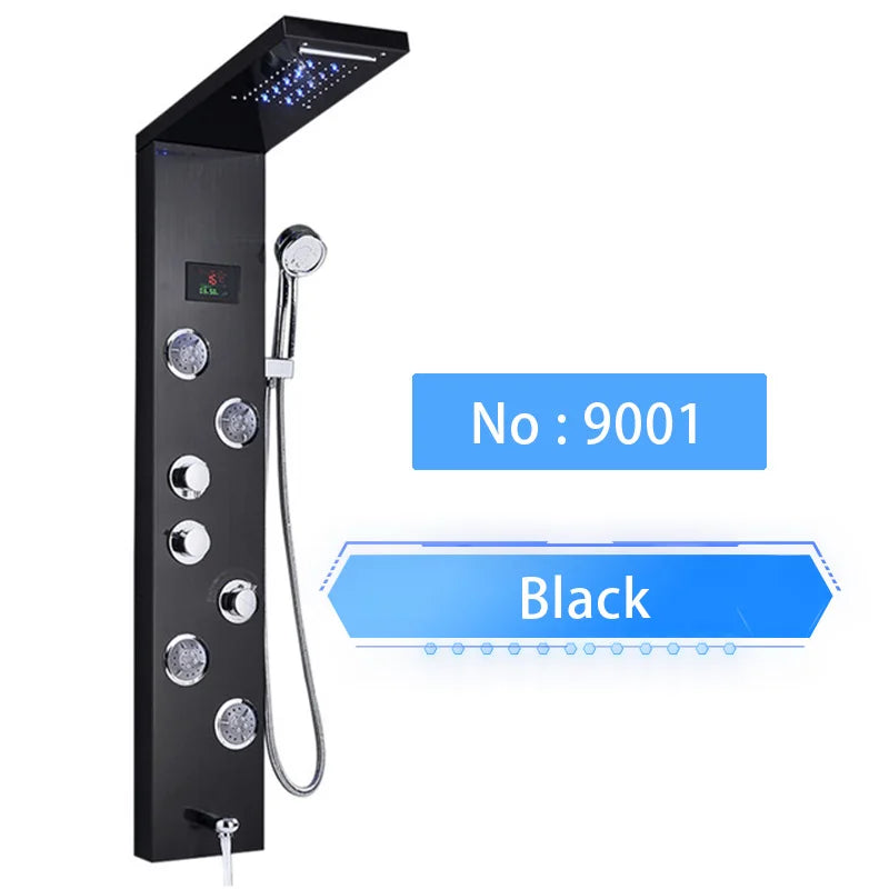 Luxury LED Spa Massage Jet Shower Head & Panel