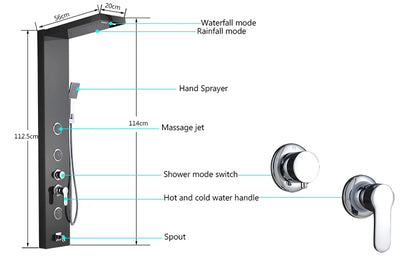 Luxury LED Spa Massage Jet Shower Head & Panel