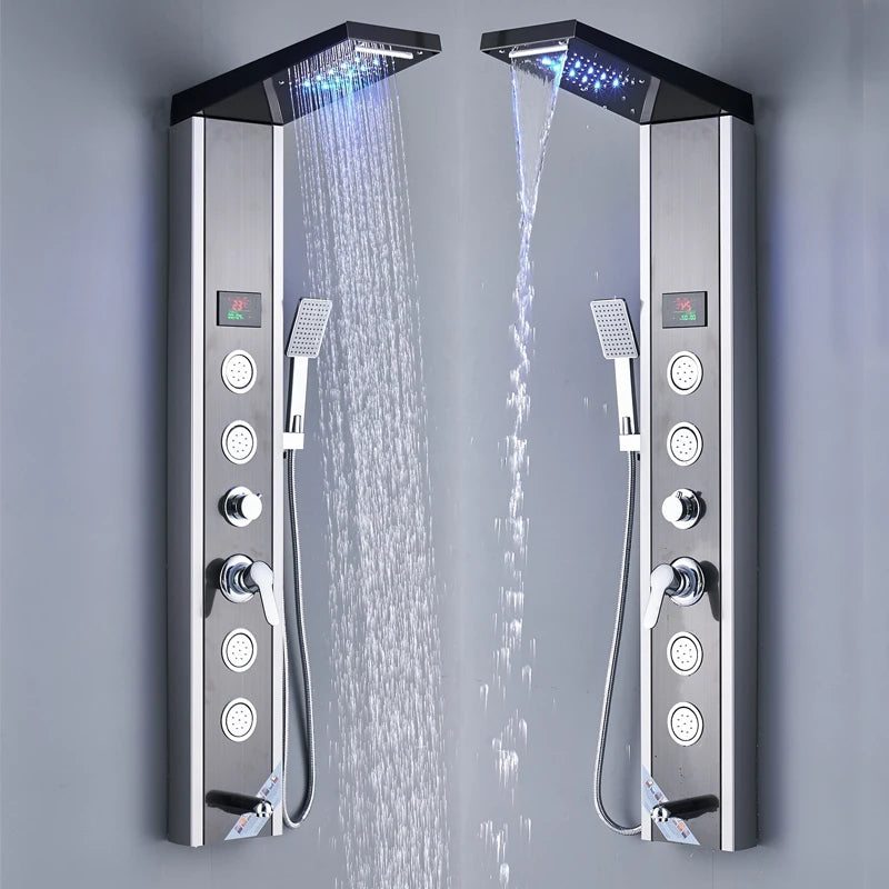 Luxury LED Spa Massage Jet Shower Head & Panel