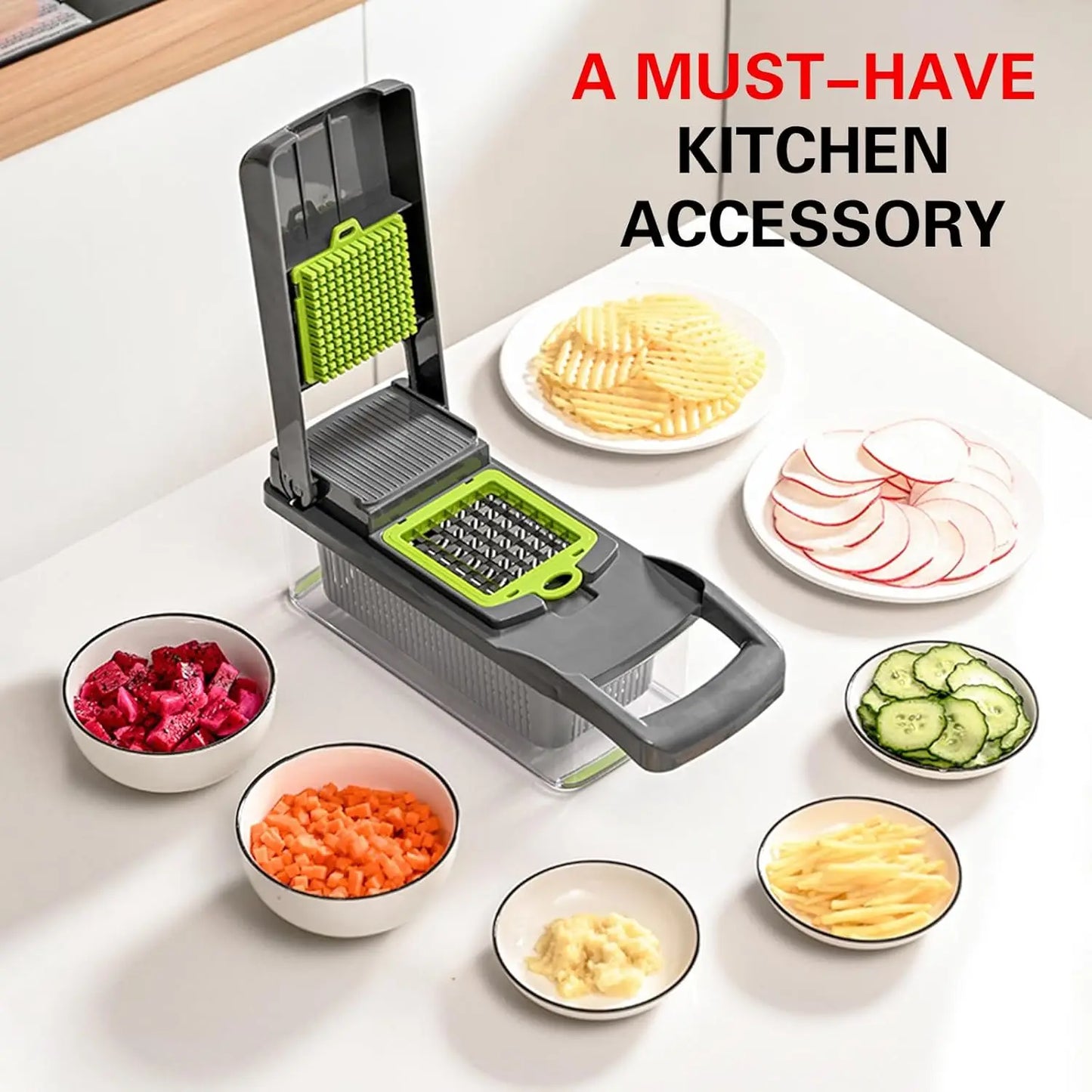Kitchen professional chopper/slicer, multifunctional blades and slicers