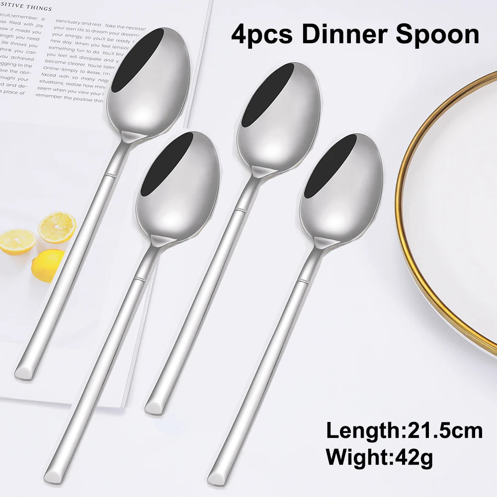 SIlverware Set in 4/6/16/24 Pcs Elegant High Polish Stainless Steel Cutlery Set