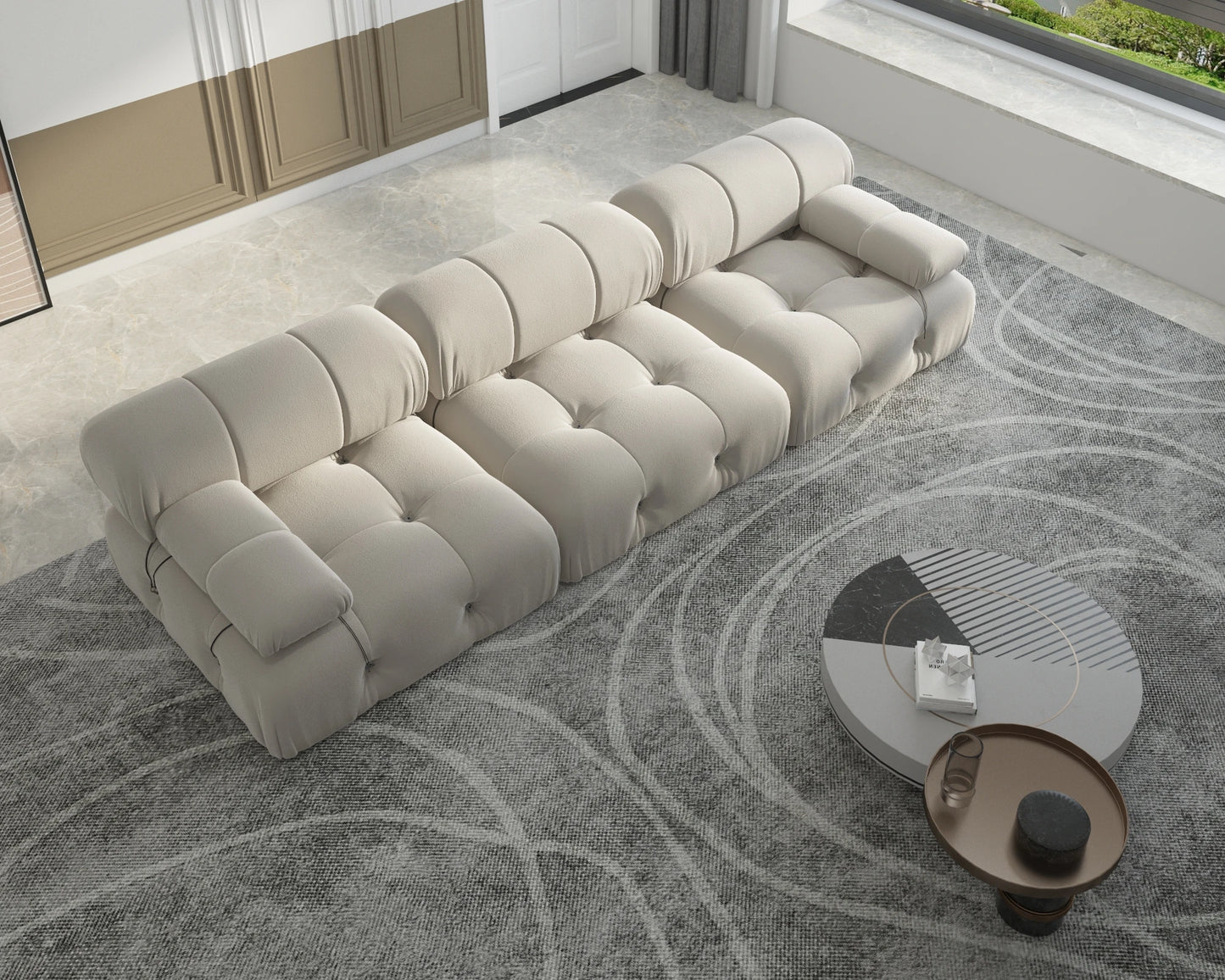 104" Minimalist Convertible Couches 3 Seats
