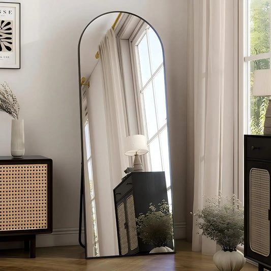 Arched Full Length Mirror Standing Full Body Mirror with Bracket