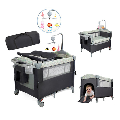 Pack n Play Portable Playard with Bassinet Travel Crib. Converts from  Folding Nursery Bed Playpen to  Changing Table Newborn to Toddler.