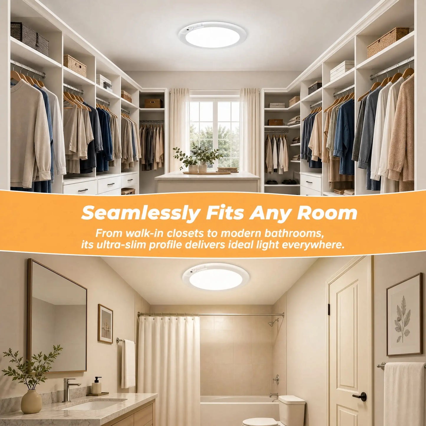 Rechargeable Wireless, Motion Sensor Ceiling Light, Lights Battery Operated,  Closet Light with Remote, 6500K 0.55″ Ultra Thin Lights for Bathroom Hallway Pantry