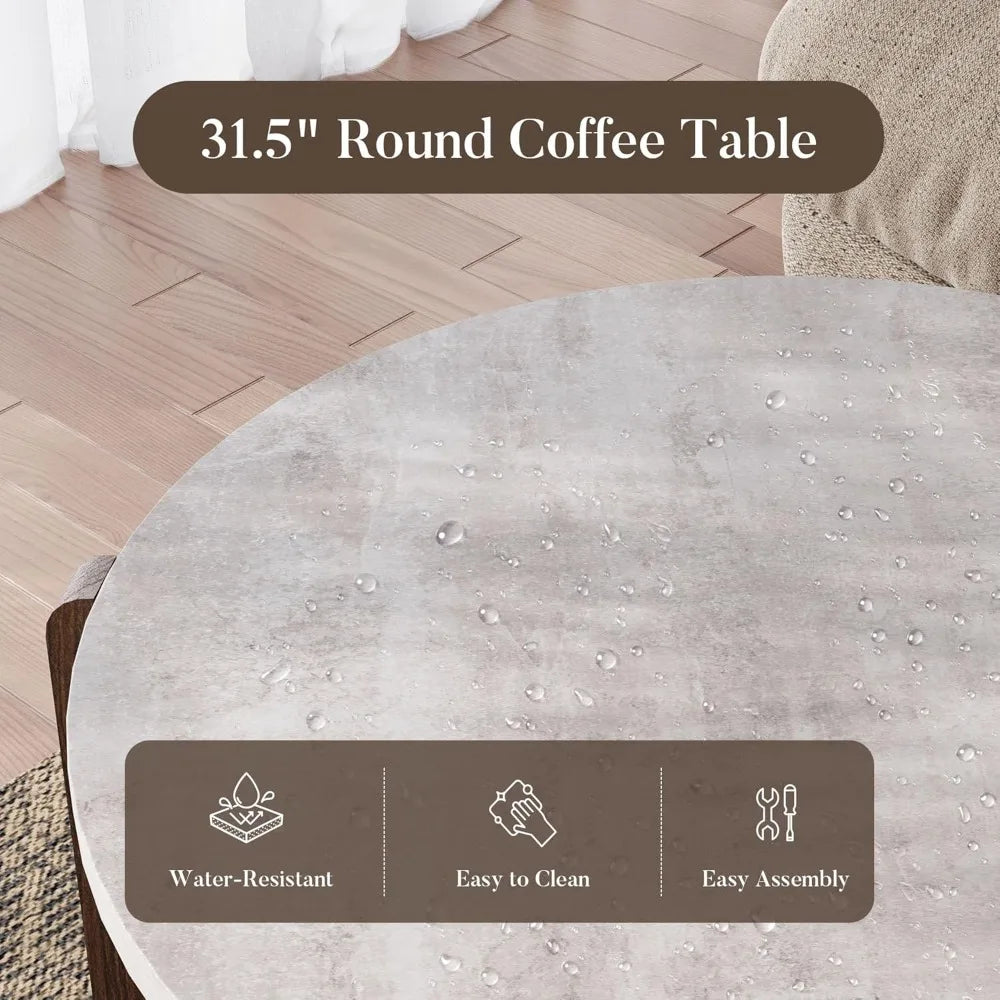 Modern Round Coffee Table & Side Table Set,