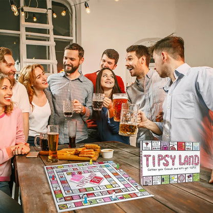 Tipsy Land Adult Party Game - Board Game for Singles; Girls' Nights; & Holiday Celebrations - Fun Drinking Challenges