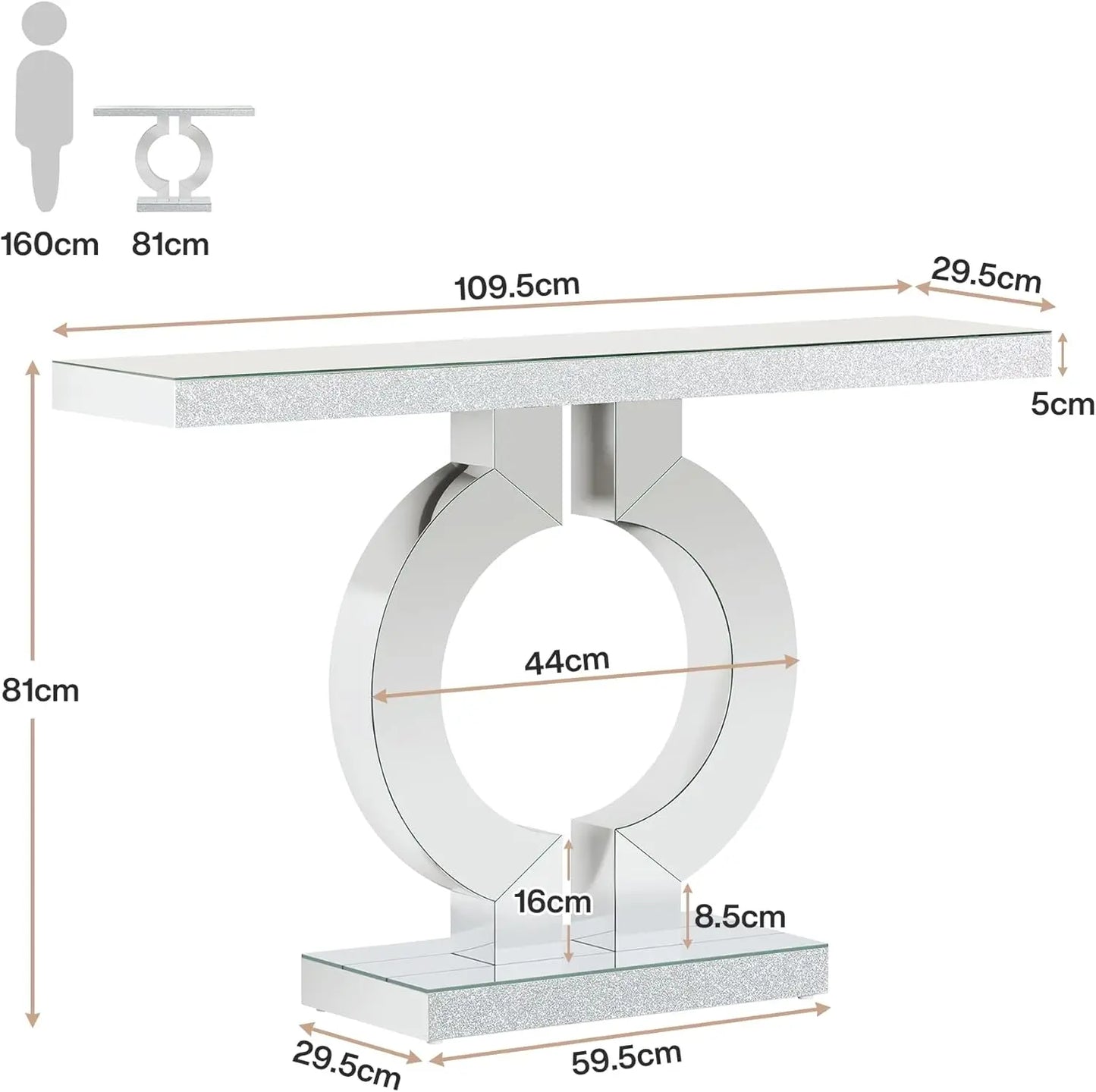 Modern Console Table with Thickened Mirror Finish