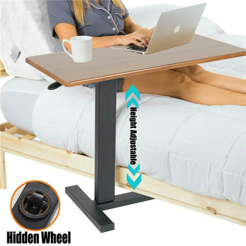 Large Rolling Desk Height Adjustable Table Stand for Hospital US Bedside Tray, LapTop Desk