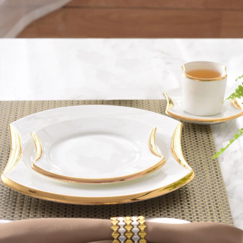 DISHES - Creative Gilded Porcelain Tableware  Plates & Bowls