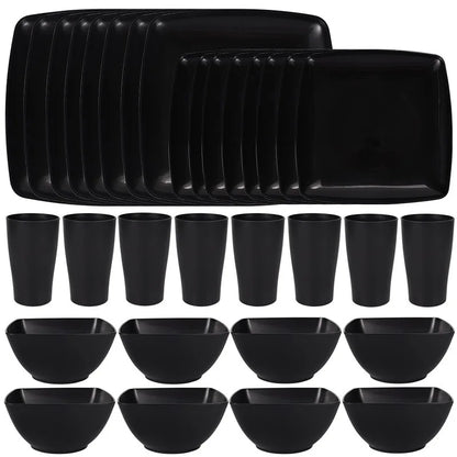 16/32Pcs Plastic Dinnerware Set -DurableDishwasher Safe Microwave Safe