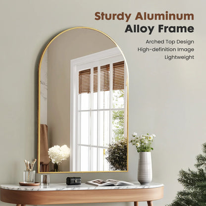 26"x38" Arched Metal Wall Framed Mirror