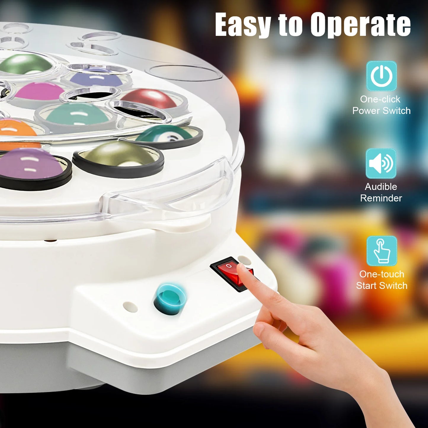 BILLARD BALL CLEANER
16 Automatic Billiard Ball Cleaner, Electric Billiard Ball Cleaner, Polishing Machine for Billiard Balls