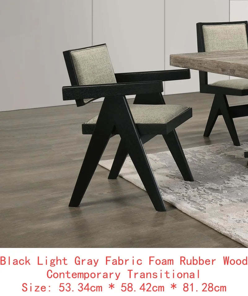 Contemporary Black Dining Room Set with Rubberwood Table, 2 Arm Chairs, and 4 Side Chairs
