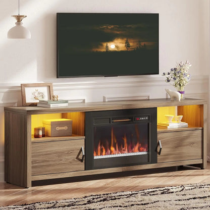 Modern Entertainment Center with an ELECTRIC FIREPLACE and TV STAND  -(Holds a TV up to  75", )