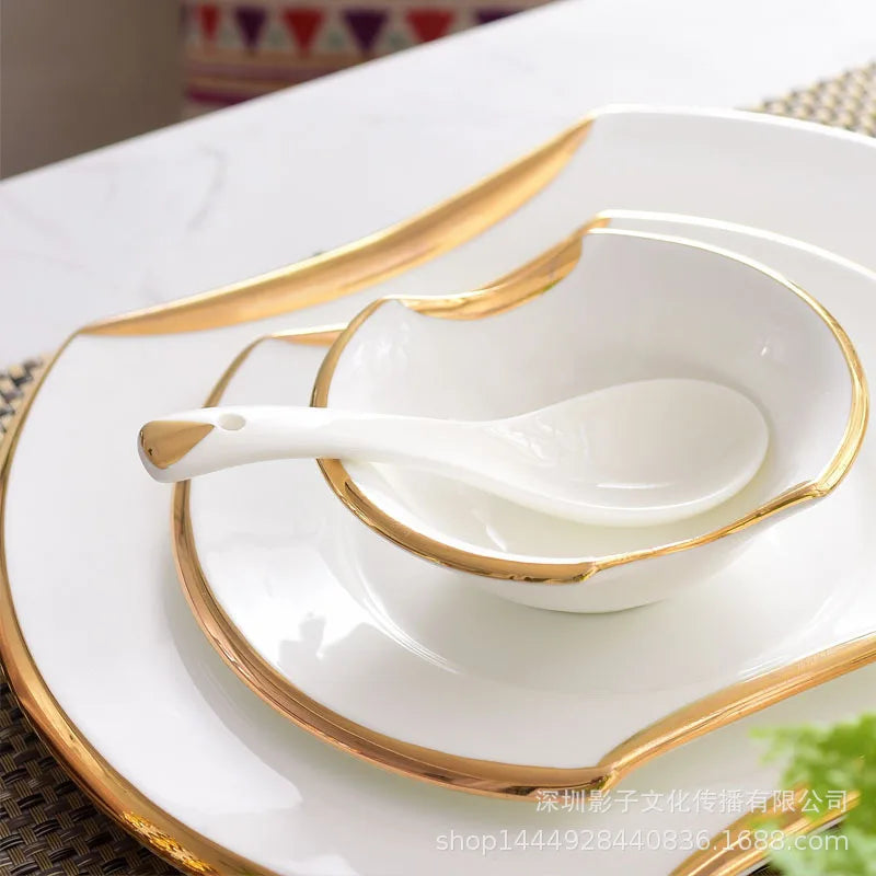 DISHES - Creative Gilded Porcelain Tableware  Plates & Bowls