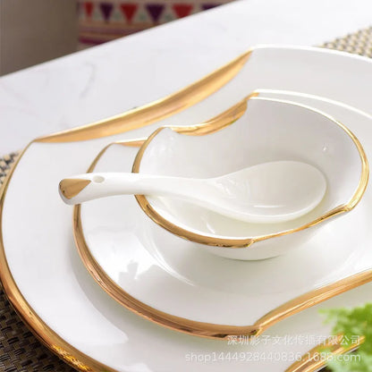 DISHES - Creative Gilded Porcelain Tableware  Plates & Bowls
