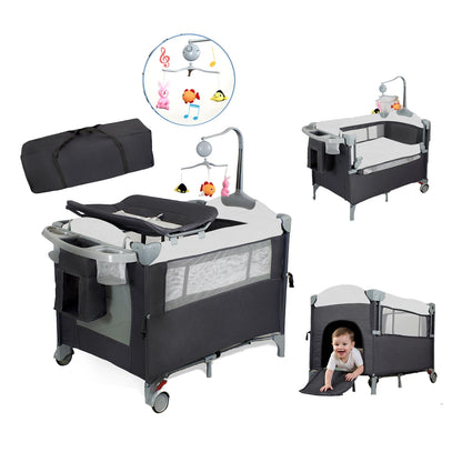 Pack n Play Portable Playard with Bassinet Travel Crib. Converts from  Folding Nursery Bed Playpen to  Changing Table Newborn to Toddler.