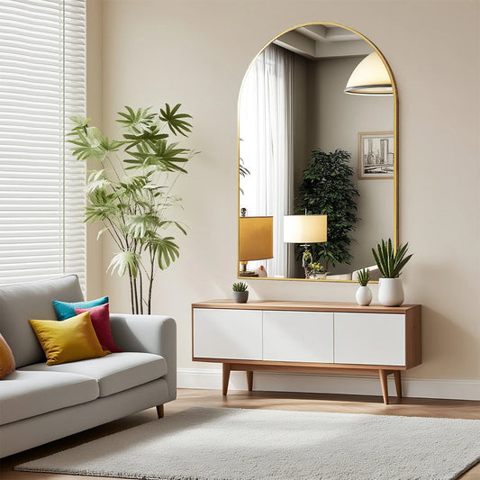 26"x38" Arched Metal Wall Framed Mirror