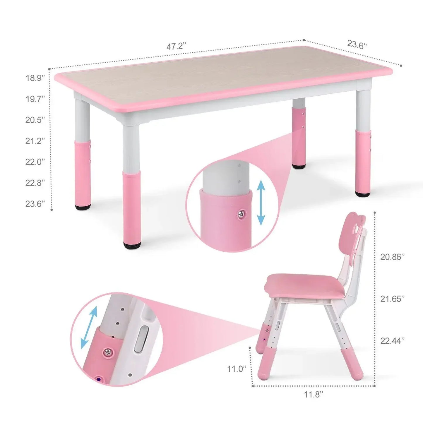 Height Adjustable Toddler Table & Chairs (4)