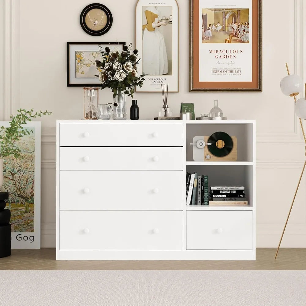 Baby Changing Table Dresser with 5 Drawer Storage