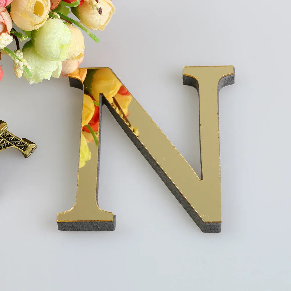 LETTERS
10CM 26 English Wall Sticker 3D Mirror Acrylic Gold Wall Sticker Decals Self-Adhesive