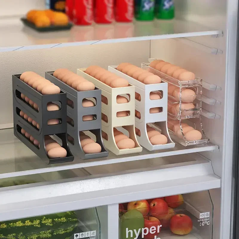Egg Storage Refrigerator Box 4 Layers Automatic Rolling Egg Dispenser