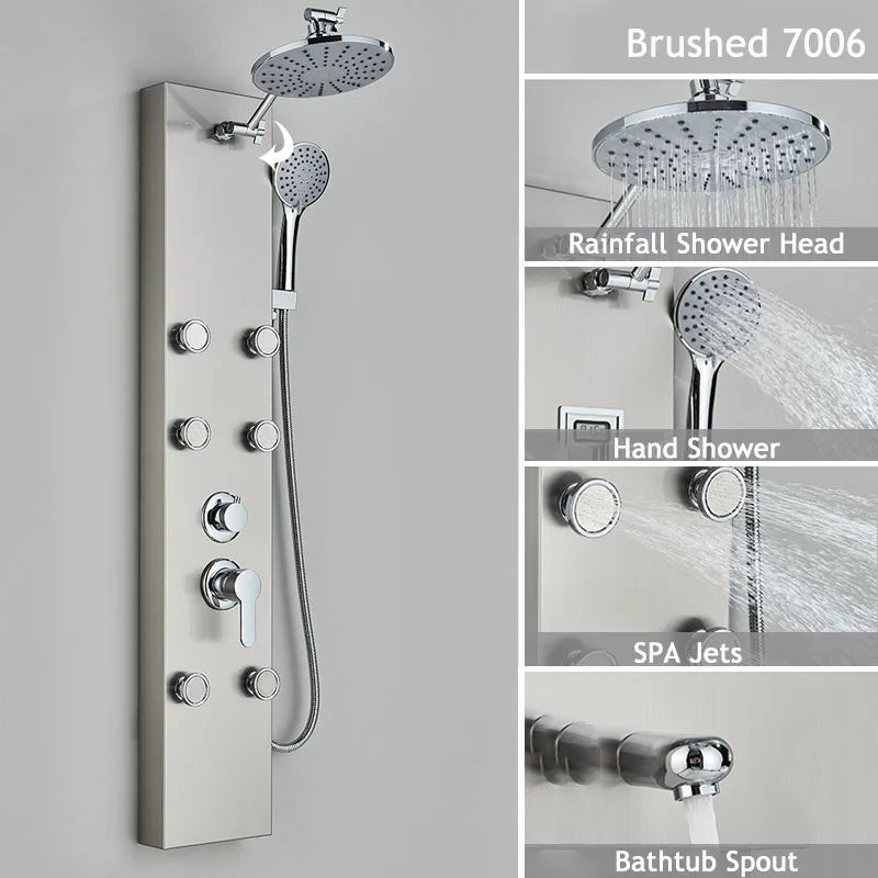 Luxury LED Spa Massage Jet Shower Head & Panel