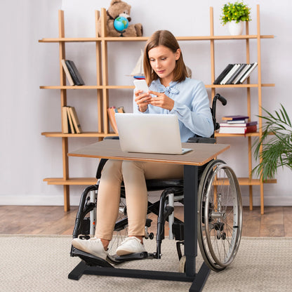 Large Rolling Desk Height Adjustable Table Stand for Hospital US Bedside Tray, LapTop Desk