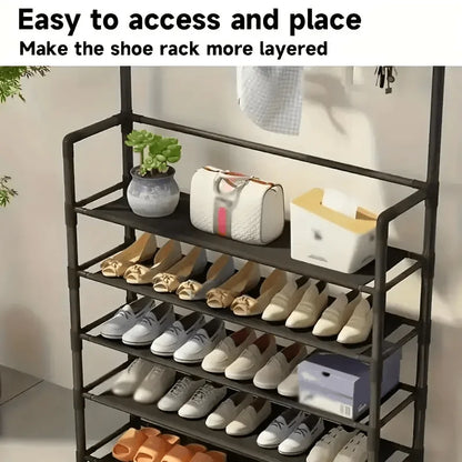 Multi Layer Storage - Hat rack, metal hook with 8 double hooks, space saving storage solution