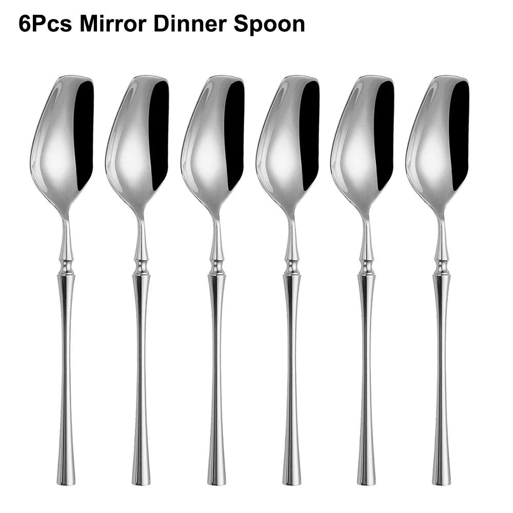 6/16/24Pcs Sliver Tableware Stainless Steel Cutlery