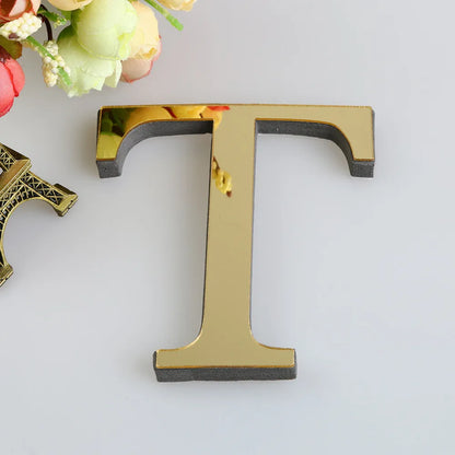 LETTERS
10CM 26 English Wall Sticker 3D Mirror Acrylic Gold Wall Sticker Decals Self-Adhesive