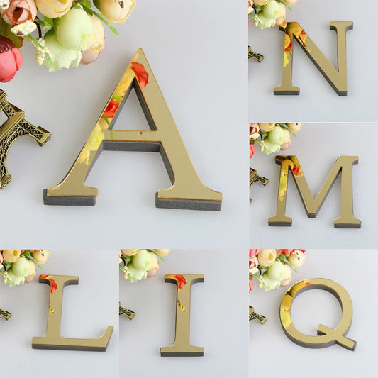 LETTERS
10CM 26 English Wall Sticker 3D Mirror Acrylic Gold Wall Sticker Decals Self-Adhesive