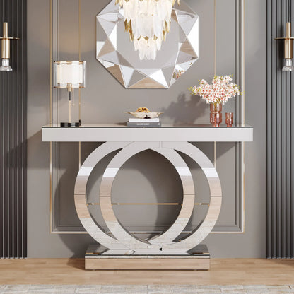 Modern Console Table with Thickened Mirror Finish